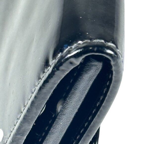 SALVATORE FERRAGAMO BLACK PATENTED LEATERH BLACK SHINNING CONTINENTAL WALLET - Picture 9 of 11